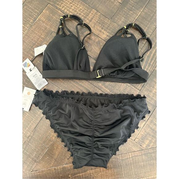 Shade & Shore Black Low Rise Cheeky Bikini Size Small New - Picture 3 of 4